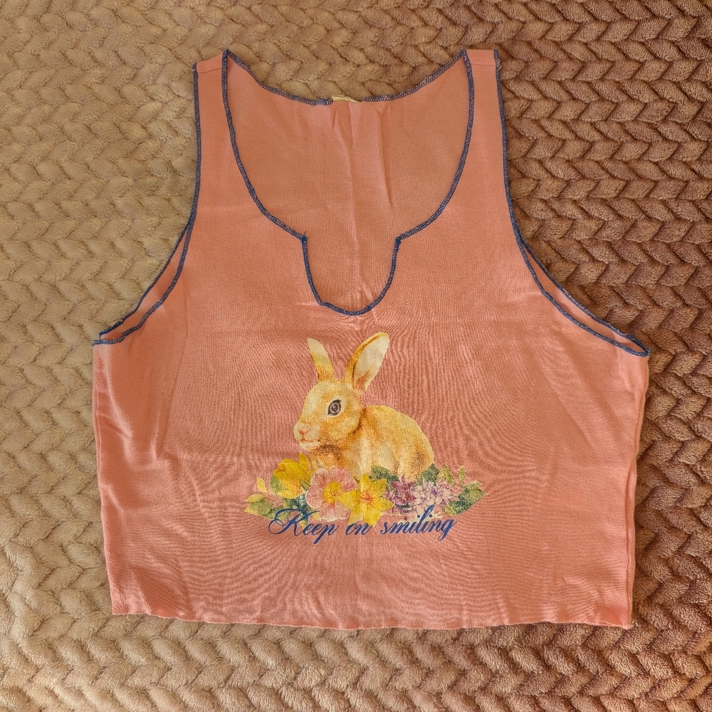 Urban Outfitters Pink Bunny Crop Top